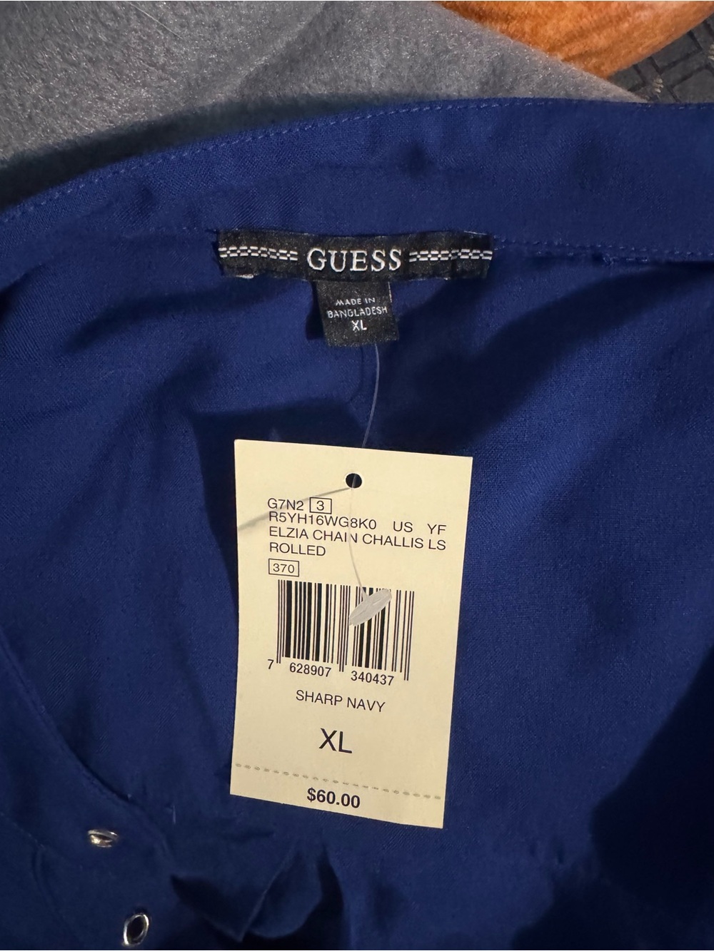 Guess Women's Royal Blue Long-Sleeve Eyelet V-Neck Tunic